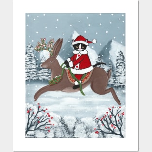 Santa Claws on a Jackalope Full Posters and Art